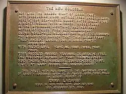Bronze plaque inside the Statue of Liberty with the text of the poem