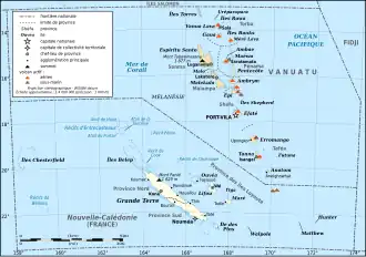 Islas Matthew y Hunter al este de Nueva Caledonia y al sur de Vanuatu