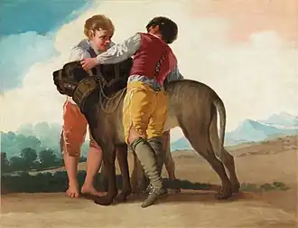 Niños con mastines, uno de los cartones de Goya.