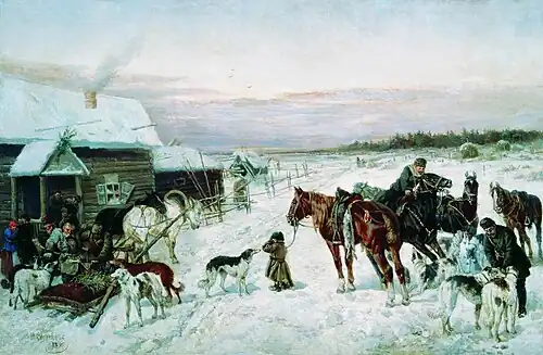 Viajeros en una posada en invierno (1899)