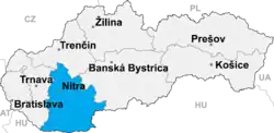 Situación de la región en Eslovaquia.