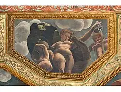 Un puer mingens junto a una ninfa vertiendo agua, 1526-1528, Palacio del Té, Mantua