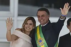 El Presidente Jair Bolsonaro y la Primera dama Michelle.