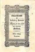 Libreto de la ópera "Julieta y Romeo" (1844)