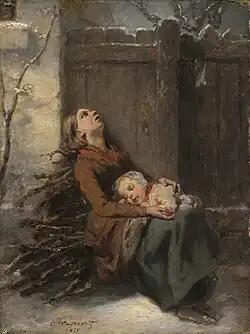 Madre indigente muerta sosteniendo a su hijo dormido en invierno, 1845, Cleveland Museum of Art