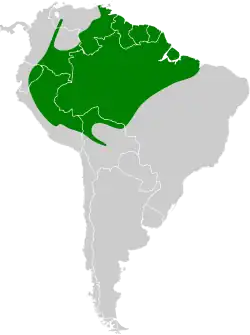 Distribución geográfica del mosquero real amazónico (excluyendo los grupos mexicanus y occidentalis)