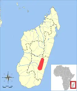 Distribución del tenrec de los arrozales de cuatro dedos