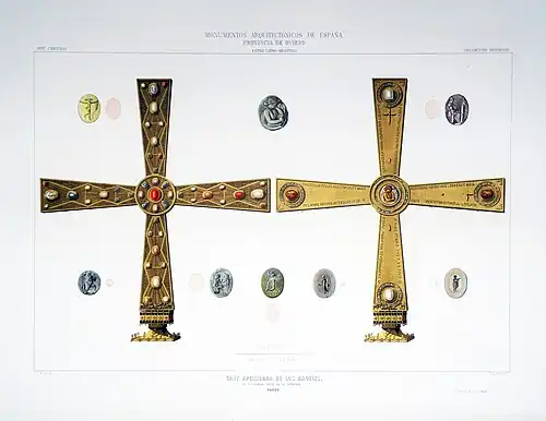 Miguel Vigil,Ciriaco. Cruz de los Ángeles, Recogida por la Academia de San Fernando, tras un inventario de todo el patrimonio histórico español.