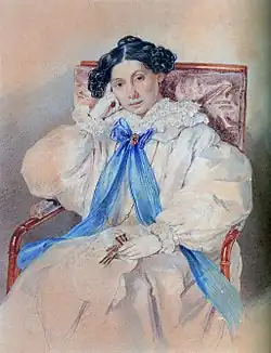 P.F. Sokolov, retrato de Elisabeth Khitrovo, amiga de Briulov.
