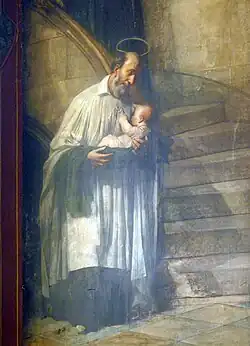 Detalle de un fresco de Claudius Jacquand