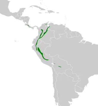 Distribución geográfica del anambé barrado.
