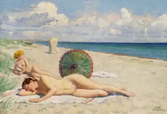 Jóvenes en la playa de Hornbæk (Selandia), 1878-1934. Óleo sobre lienzo, 38 x 54&nbsp;cm.