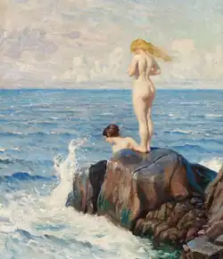 Jóvenes bañándose en los acantilados, 1878-1934. Óleo sobre lienzo, 65 x 57&nbsp;cm.
