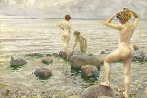 Tres jóvenes bañándose, c. 1916. Óleo sobre lienzo, 45 x 66&nbsp;cm.