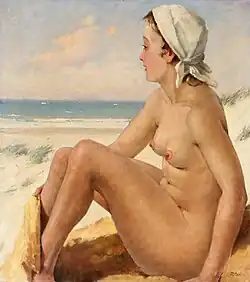 Joven en la playa, c. 1920. Óleo sobre lienzo, 80 x 70&nbsp;cm.