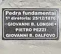 Placa conmemorativa en la piedra fundamental de la Sociedad Iglesia de São Romédio