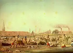 El matadero de Buenos Aires en 1829. Acuarela.