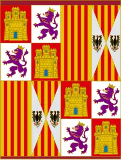Pendón heráldico de los Reyes Católicos desde 1475.