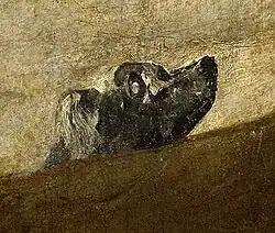 Detalle de Perro semihundido, 1819.