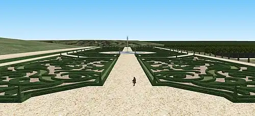 [fr→es]Vue de la perspective depuis le Salon Ovale, au premier étage du château.