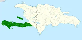 Distribución geográfica del cuatro ojos coronigrís.