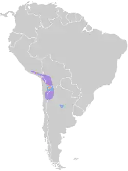 alt=Mapa de distribución No reproductivo Todo el año Cría