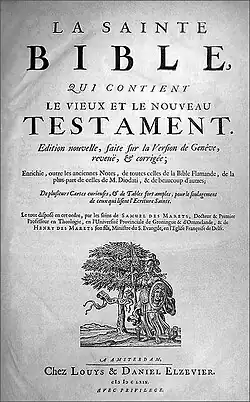 Imagen de la portada de la biblia de Ginebra en francés