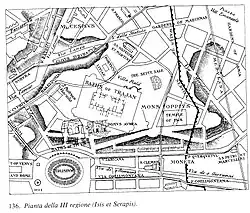 Parte de un plano de la Roma antigua,[10]​ con el trazado viario y de las murallas,[11]​ y las plantas detalladas de algunos edificios destacados, como el Coliseo, la Domus Aurea, las Termas de Trajano e iglesias cristianas posteriores.
