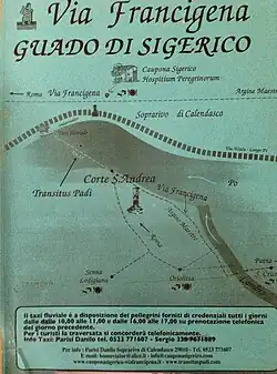 Información sobre el Transitus Padi en uno de los albergues situados antes de llegar.