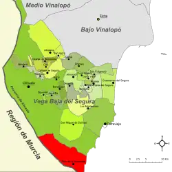 Localización de Pilar de la Horadada respecto de la Vega Baja