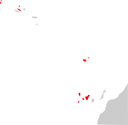 Mapa de distribución de Pipistrellus maderensis en las Islas Canarias y Madeira.