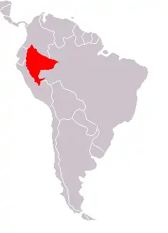 Área de distribución de Pithecia monachus, según Iunc, Marsh & Veiga 2010.[1]​