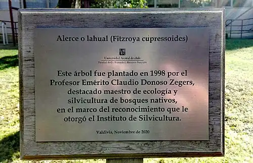 Placa en Lahual de Claudio Donoso