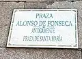 Placa de la plaza, antigua plaza de Santa María
