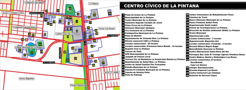 Plano del Centro Cívico de la comuna de La Pintana