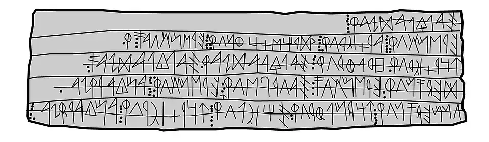 Escritura ibérica suroriental. Cara A del plomo I de La Bastida (Mogente).