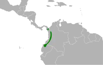 Distribución geográfica de la tangara grisdorada.