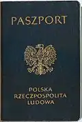 Portada del pasaporte de la República Popular de Polonia (hasta la caída del comunismo - 1990)