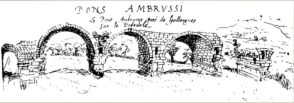 Pons Ambrussi, dibujo por Anne de Rulman, abogada del s. XVI.