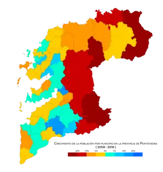 Crecimiento de la población entre 2008 y 2018