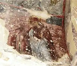 Virgen embarazada en un fresco del Monasterio de Dirbi, siglo XIII, arte bizantino