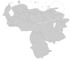 Distribución geográfica del subepalo de Paria.