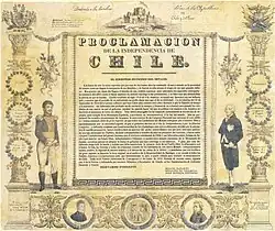 Proclamación de la independencia de Chile, Bernardo O'Higgins, 12 de febrero de 1818.[28]​