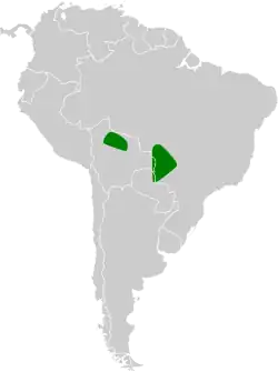 Distribución geográfica del cacholote crestigrís.