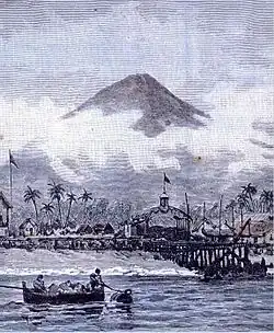 Pintura del muelle en 1860.