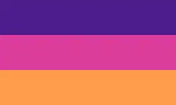 Variante de tres colores, morado, rosa y naranja, 2018