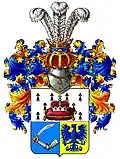 Yelmo occidental abierto: escudo de armas de la familia Pushkin.