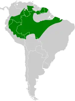 Distribución geográfica del batará estrellado.