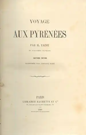 Primera página de la edición de 1880 de Voyage aux Pyrénées.