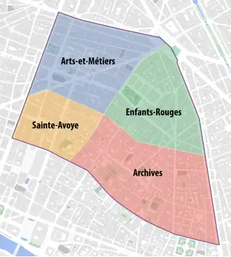 Los Barrios de París del 3er distrito.